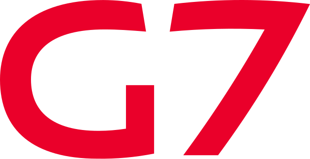 Logo de G7, réseau de taxis partenaire de Taxi Télé pour une mobilité fluide et rapide.